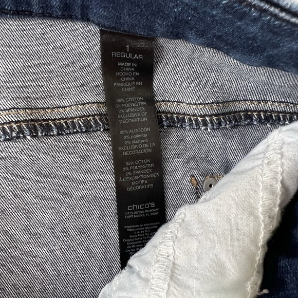Chico's Embroidered So Slimming Ankle Jeans Chico's Size 1 Sz 10 Denim Stretch - Picture 9 of 13